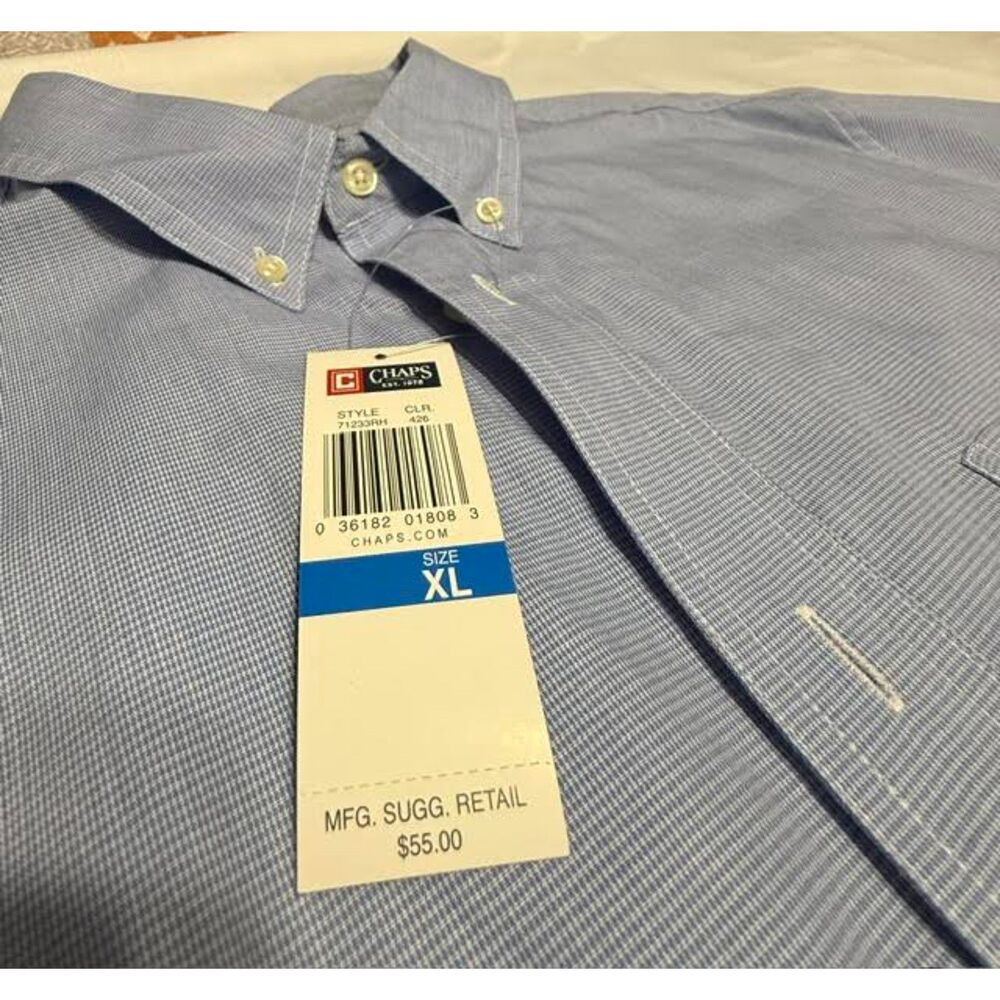 Blue Chaps Button Up Long Sleeve Shirt - NWT